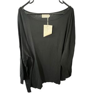 NWT Belle Zeke Long Sleeve Black Long Tunic Top With Angled Bottom